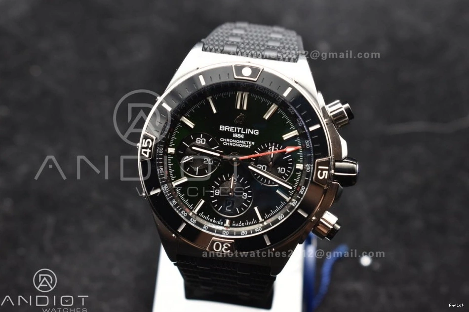 Dial Best 44mm Edition Green On B01 BLSF Robber Chronomat Bracelet 1:1 SS A7750 0113